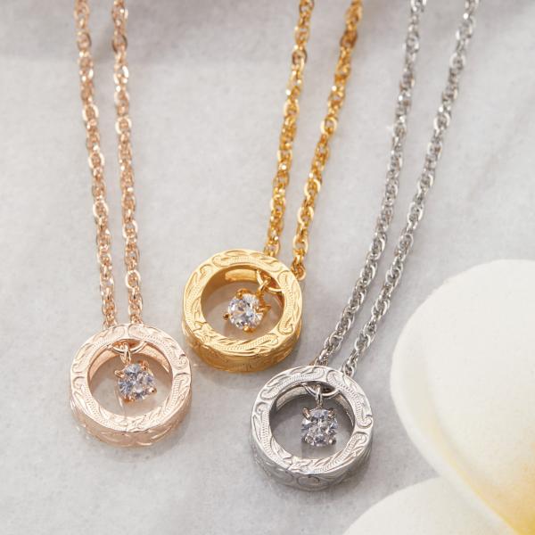 ペンダント サージカルステンレス316L ハワイアンジュエリー リング ラウンド プルメリア スクロール 金属アレルギー対応 爆買