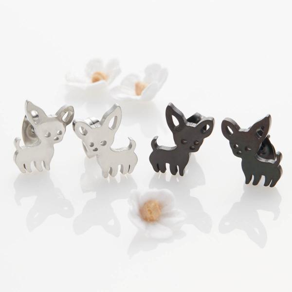 スタッドピアス レディース サージカルステンレス 犬 チワワ 動物 アニマル ミニ 金属アレルギー対応 爆買
