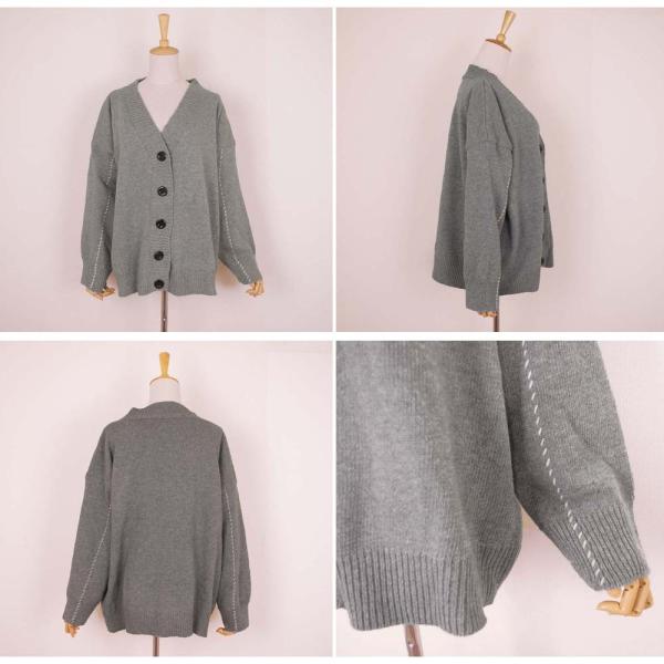 ニットカーディガン レディース 秋冬 ポリエステル Vネック 超人気 専門店 ドロップショルダー