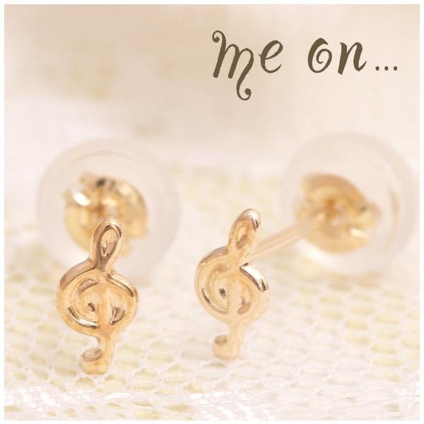 クラリネット&ト音記号 ゴールドピアス♬ ト音記号ピアス レディース K10イエローゴールド 音楽 音符 ミニ 爆買