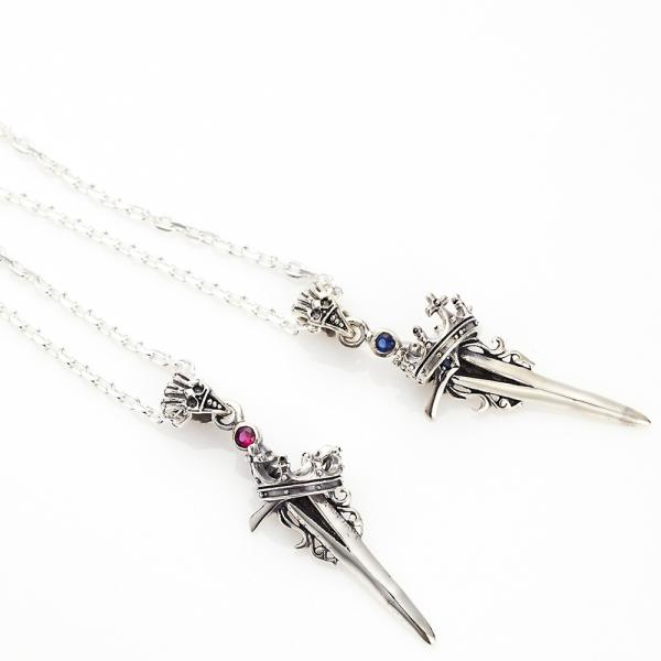 ダガー＆クラウンネックレス シルバー925製 ソード 剣 王冠