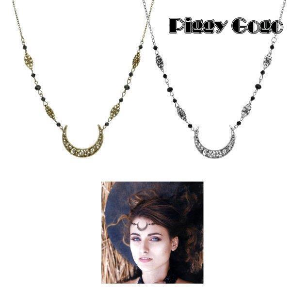 ヘッドドレス ヘッドチェーン 三日月ペンダント ボヘミアン 額チェーン