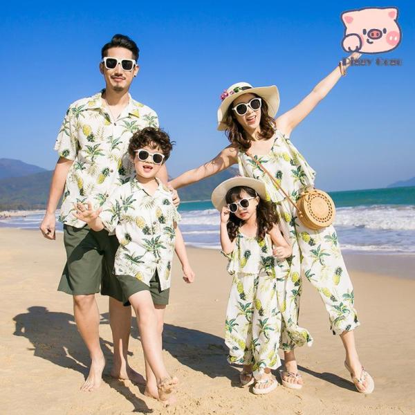 母親とgirl：オールインワン父親とboy：トップス+ショットパンツ2点セット素材：綿親子ペアがかわいい！父の日、母の日、、誕生日のギフト、パパ、ママとお子様とのお揃いに◎☆運動会、夏休み、海、プール、旅行、公園、ルームウェア、デイリーユー...