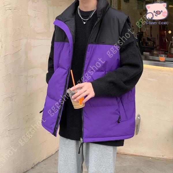 ダウンジャケット   メンズ メンズ ダウンジャケット ショート丈 ダウンコート ベスト バイカラー