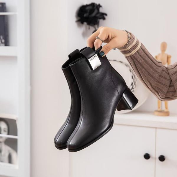 レディース ブーティー 本革 ブーティ ショートブーツ スクエア