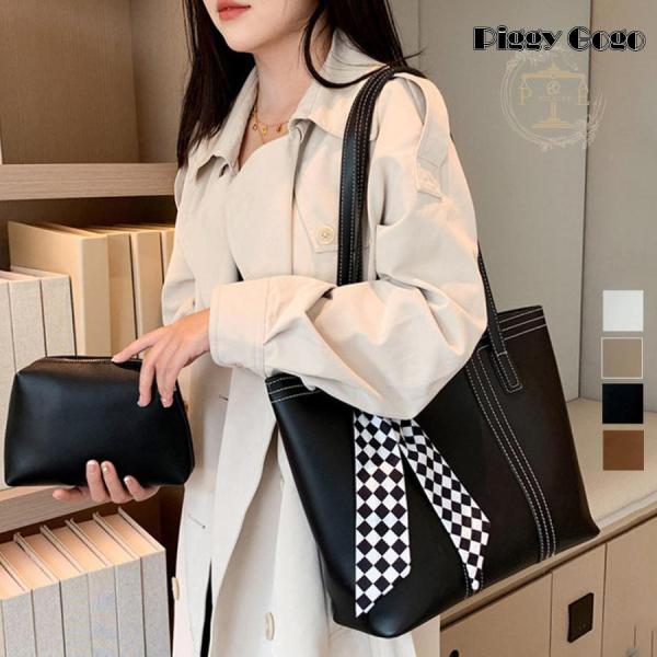 韓国デザイン スカーフ付 PUレザー トートバッグ ショルダー BAG 韓国デザイン スカーフ付 PUレザー トートバッグ ショルダー BAG