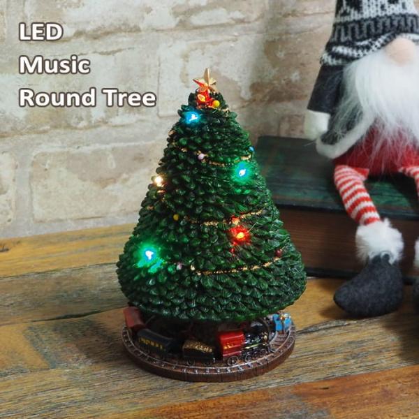 ●LEDミュージックラウンドツリー●クリスマスツリー型のオルゴールです。ゼンマイを回すとオルゴールが曲を奏でながらツリーが回転します。スイッチを入れるとLEDライトがいろいろなカラーに変わりながら光ります。●楽しいクリスマスを感じられる小さ...