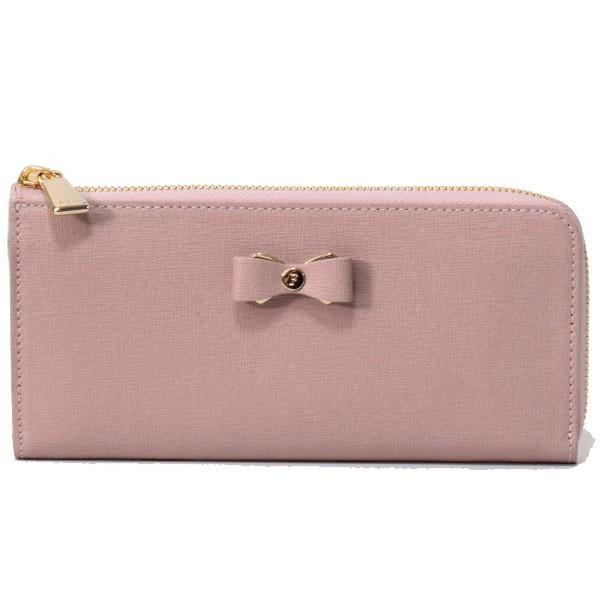 新品☆FURLA(フルラ)ピンクベージュ リボン付き レザー 折り財布 FURLA（フルラ） 財布 レザー リボン スリム L字 ラウンドファスナー