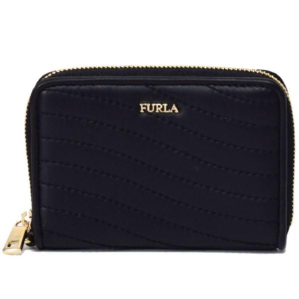 フルラ コンパクト財布 FURLA カーフレザー スイング キルティング ジップ コンパクト ミニ 財布 ブラック 1046771 FURLA（フルラ） コンパクト財布 カーフレザー スイング キルティング