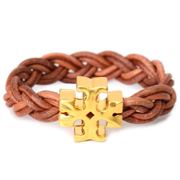 TORY BURCH トリーバーチ ブレスレット レザー メタル 編み込み 