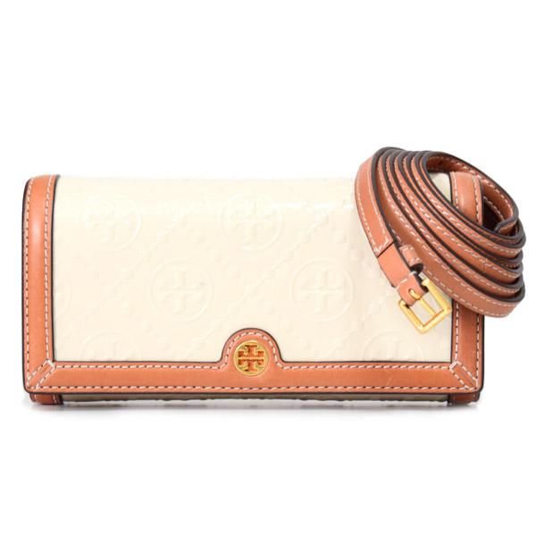 トリーバーチ バッグ TORY BURCH パテントレザー モノグラム ロゴ ウォレット 2way クラッチ クロスボディ 斜めがけ ショルダーバッグ クリーム【訳あり】136233 TORY BURCH（トリーバーチ） バッグ パテントレザー モノグラム ロゴ
