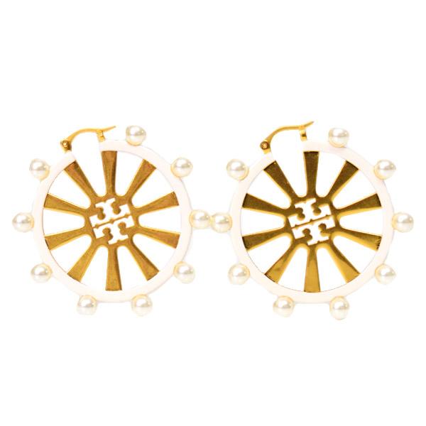 TORY BURCH トリーバーチ ピアス ブリテン ロゴ カット アウト パール 