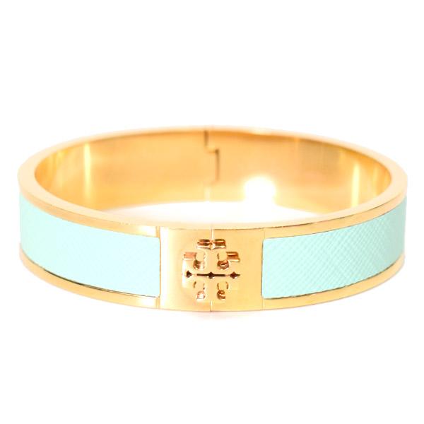 TORY BURCH トリーバーチ バングル メタル レザー インレイ カフ ロゴ  