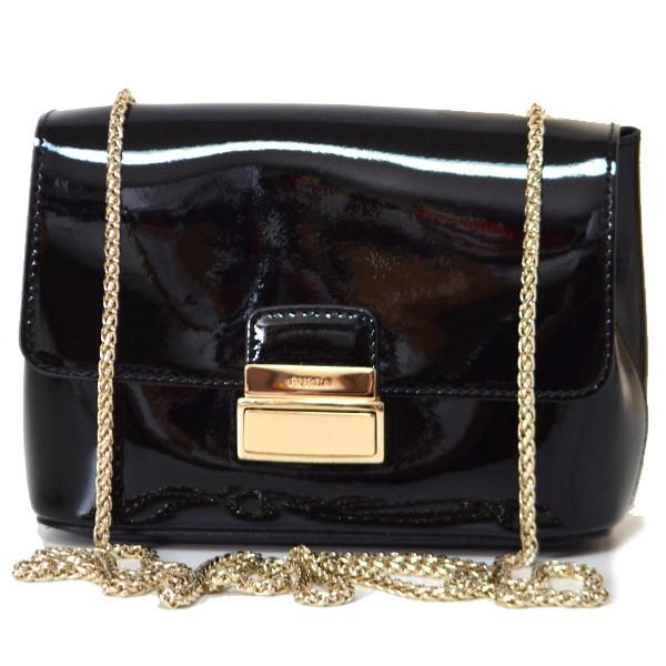 フルラ バッグ FURLA  パテントレザー ミニ チェーン ショルダーバッグ ブラック 214934 FURLA（フルラ） バッグ パテントレザー ミニ チェーン ショルダー