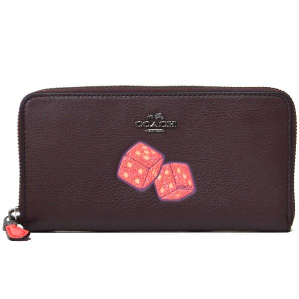 COACH コーチ 長財布 レザー サイコロ ダイス ラメグリッター