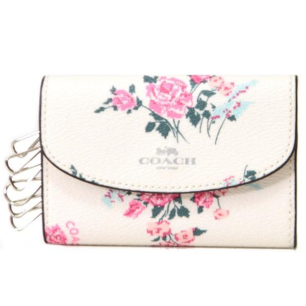 COACH（コーチ） キーケース コーティング キャンパス レザー ローズ