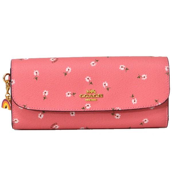 COACH コーチ 長財布 コーティングキャンパス レザー フローラル 花柄 