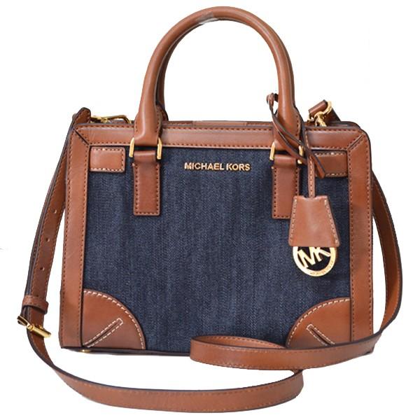 マイケルコースデニムハンドバッグ本革