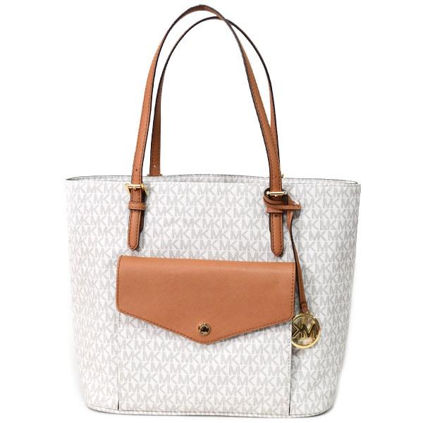 マイケルコース バッグ MICHAEL KORS コーティングキャンバス レザー モノグラム ラージ ポケット トートバッグ バニラホワイト×ライトブラウン 30S4GTTT7B マイケルコース バッグ MICHAEL KORS コーティングキャンバス レザー モノグラム ラージ ポケット トートバッグ バニラホワイト×ライトブラウン 30S4GTTT7B