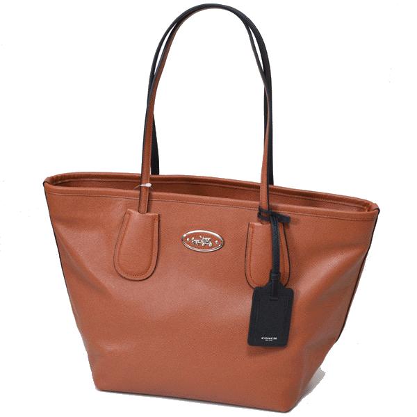 コーチ バッグ COACH クロス グレイン レザー ジップ トート サドル