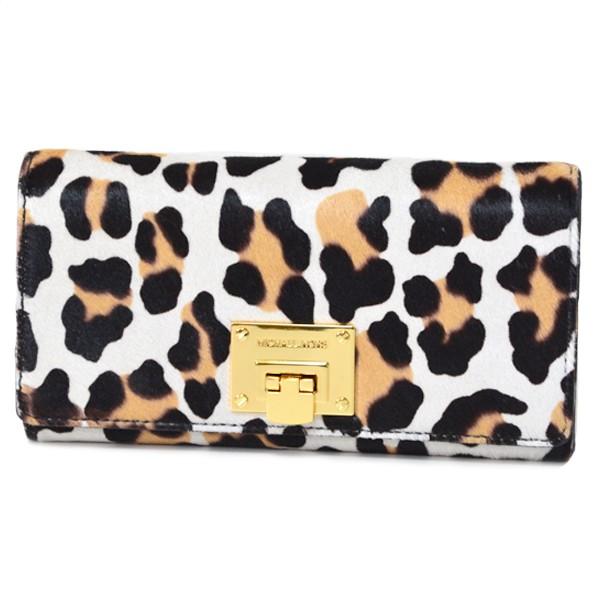 お値下げ可♪新品★MICHAEL KORSマイケルコースヒョウ柄 レオパード財布 MICHAEL KORS マイケルコース 長財布 ハラコ ヘアカーフ