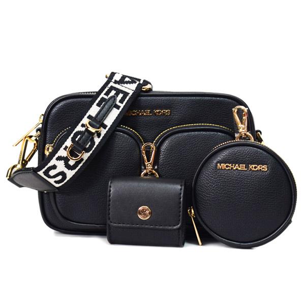 マイケルコース バッグ MICHAEL KORS レザー ジェット セット トラベル ミディアム マルチポーチ 2点セット スモール クロスボディ 斜めがけ ショルダーバッグ ブラック 35S2GTTC6L MICHAEL KORS（マイケルコース） バッグ レザー ジェット セット
