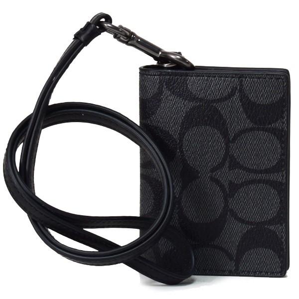 コーチ メンズ小物 Coach コーティングキャンパス スムースレザー シグネチャー Id ランヤード 首かけ 二つ折り Ic カード ケース チャコール ブラック ブランド専門店 パイクストリート 通販 Yahoo ショッピング
