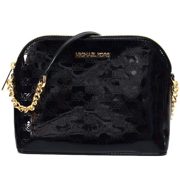 マイケルコース バッグ MICHAEL KORS パテントレザー シンディ モノグラム チェーン ラージ ドーム クロスボディ 斜めがけ ショルダーバッグ ブラック 38S0CCPC3V MICHAEL KORS（マイケルコース） バッグ パテントレザー シンディ