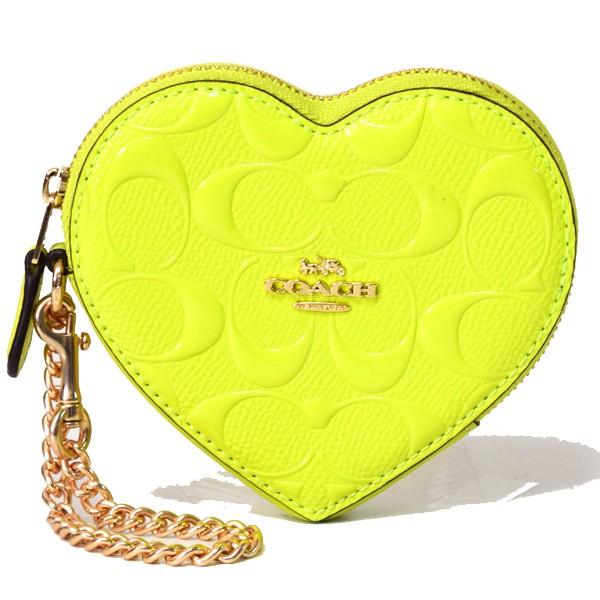 コーチ 小銭入れ COACH パテント レザー シグネチャー ネオンカラー