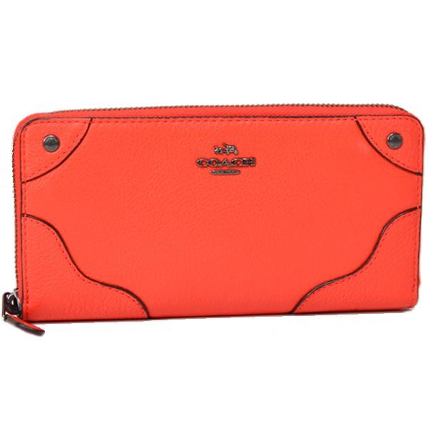 【ドット】COACH コーチ 長財布　オレンジ　アコーディオンジップ COACH（コーチ） 長財布 レザー ミッキー アコーディオンジップ