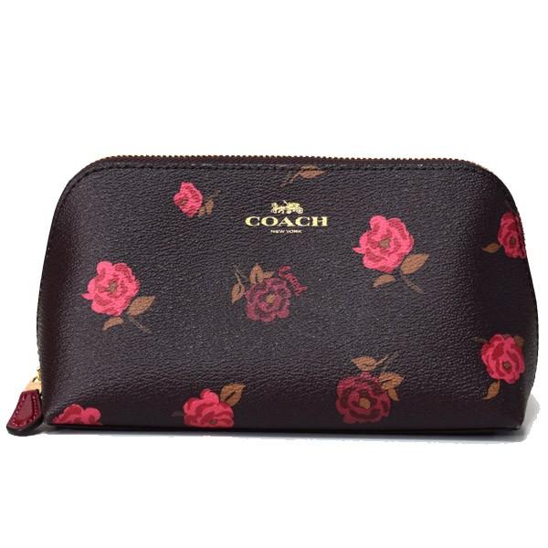 COACH コーチ コスメポーチ コーティングキャンバス レザー 花柄  