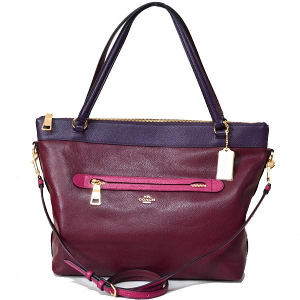 COACH コーチ バッグ タイラー カラー ブロック レザー 2WAY トート 