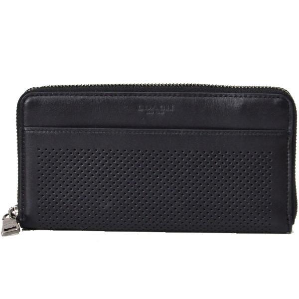COACH コーチ メンズ 長財布 パンチングレザー ジップ