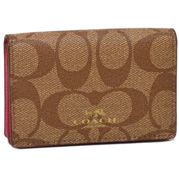 コーチ カードケース Coach ラグジュアリー レザー シグネチャー 定期入れ 名刺入れ 二つ折り カード ケース ピンクルビー 63295 63295 ブランド専門店 パイクストリート 通販 Yahoo ショッピング