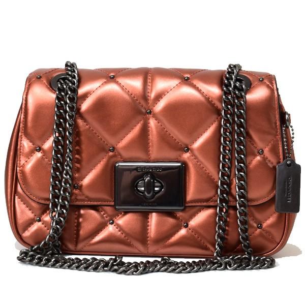コーチ バッグ COACH カーフレザー メタリック キルティング スタッズ 