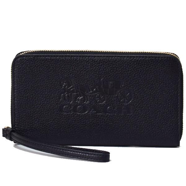 COACH コーチ 財布 ペブルレザー ロゴ 型押し ジップ ラージ