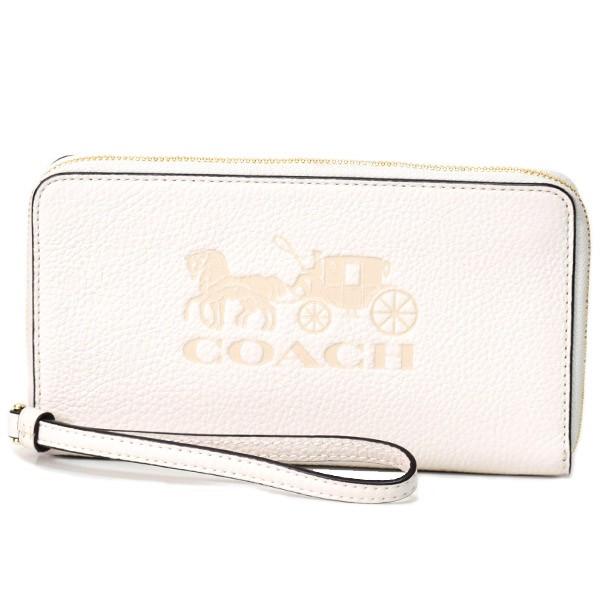 コーチ 財布 COACH ペブルレザー ロゴ 型押し ジップ ラージ フォン