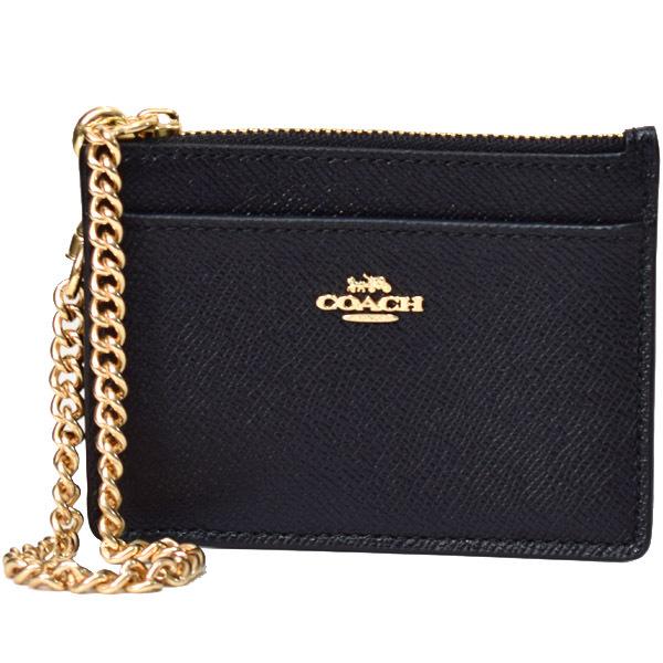 新品 COACH コーチ 小銭入れ ケース ブラック COACH（コーチ） 小銭入れ クロスグレインレザー ロゴ チェーン カード
