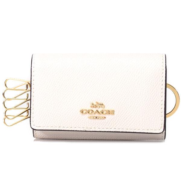 【新品未使用】Ｐ コーチ キーケース COACH クロスグレインレザー ロゴ 5連 リング