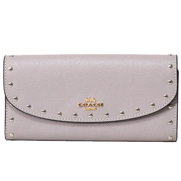 COACH コーチ 長財布 クロスグレインレザー リベット スタッズ 二 