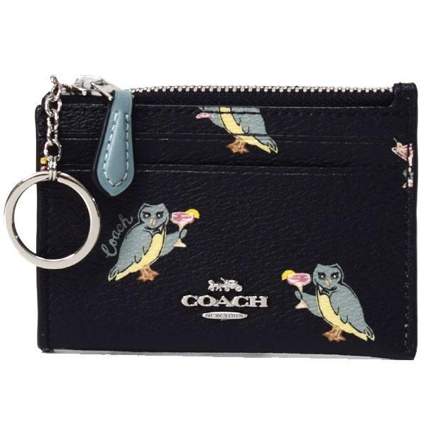 COACH コーチ 小銭入れ コーティングキャンパス ふくろう キーリング付 