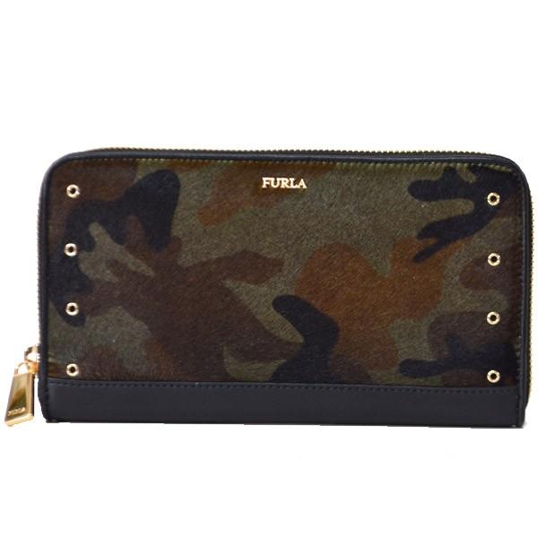 FURLA（フルラ） 財布 ハラコ レザー カモフラージュ 迷彩柄 長財布 
