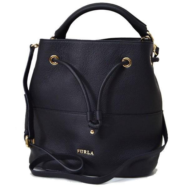 【美品】フルラ　ステイシー　巾着型ショルダーバッグ　ハンド　レザー　PVC 金具 FURLA フルラ バッグ ステイシー レザー 2wayショルダー 巾着