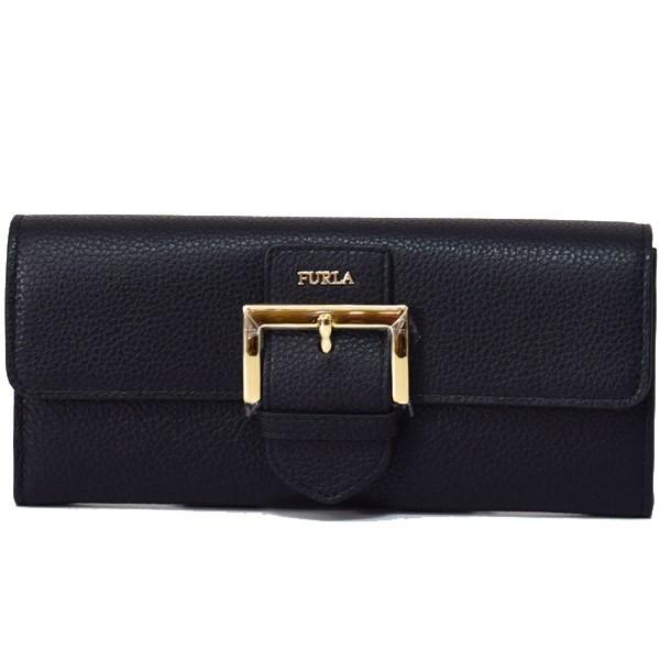 FURLA（フルラ） 財布 レザー フロー ベルト 二つ折り 長財布 ブラック