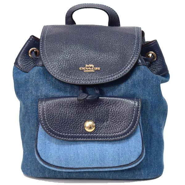 COACH（コーチ） バッグ デニム ぺブルレザー ペニー バックパック 22