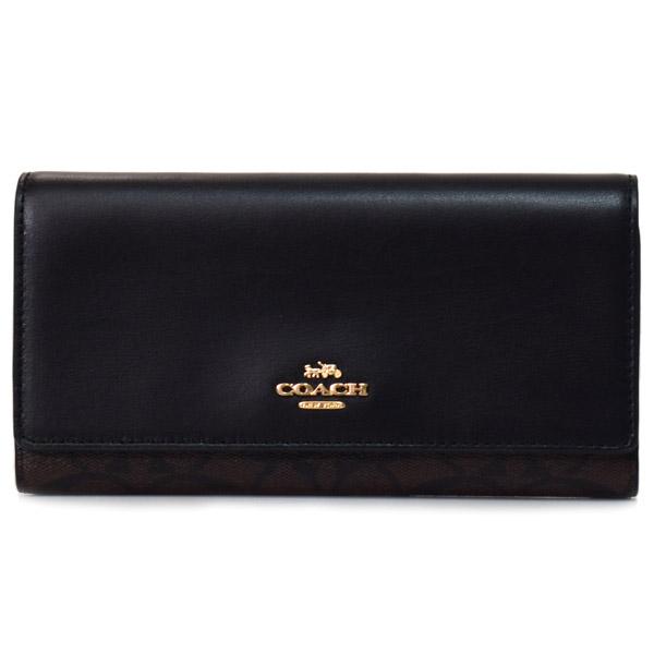 COACH コーチ 長財布 コーティングキャンバス スムースレザー 