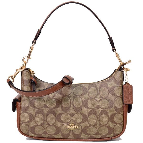 コーチ バッグ COACH コーティングキャンバス レザー シグネチャー 2way クロスボディ 斜め掛け ショルダー ハンド バッグ カーキ×レッドウッド c7223 :c7223:ブランド専門店 パイクストリート 通販 コーチ バッグ