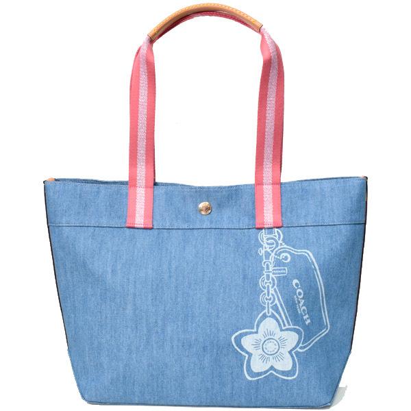 COACH（コーチ） バッグ デニム レザー トート ロゴ トートバッグ