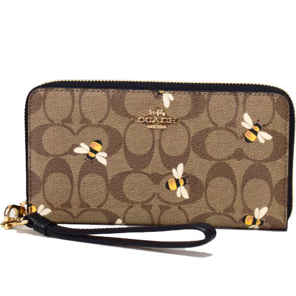 コーチ 長財布 COACH コーティングキャンバス レザー シグネチャー ハニービー 蜂 リストレット ロング ジップ アラウンド 長財布 カーキマルチ C8675 :C8675:ブランド専門店 パイクストリート 通販 Coach コーチ長財布 おすすめデザイン 可愛いホワイト蜂柄財布