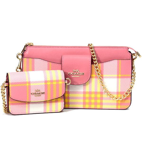 COACH コーチ バッグ コーティングキャンバス スムースレザー チェック  